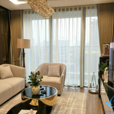 Rèm vải hai lớp phòng khách đẹp