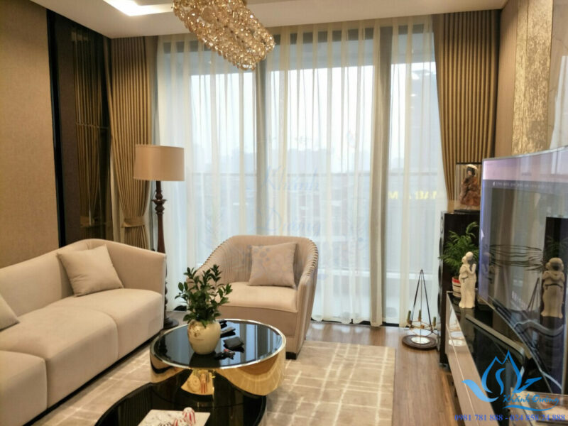 Rèm vải hai lớp phòng khách đẹp