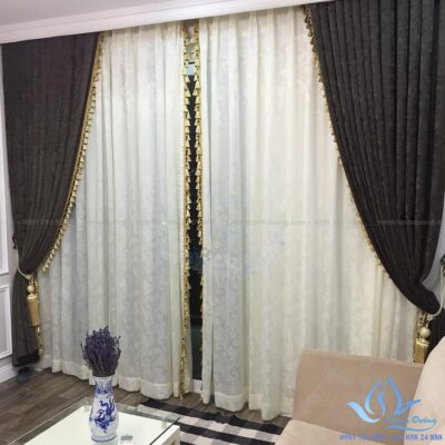 Rèm vải nhung cổ điển cao cấp phòng khách Ngã Tư Sở, Hà Nội BW 778618