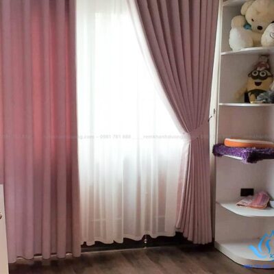 Rèm vải phòng ngủ 1 màu cho phòng bé gái tại Kim Giang, Hà Nội H112A