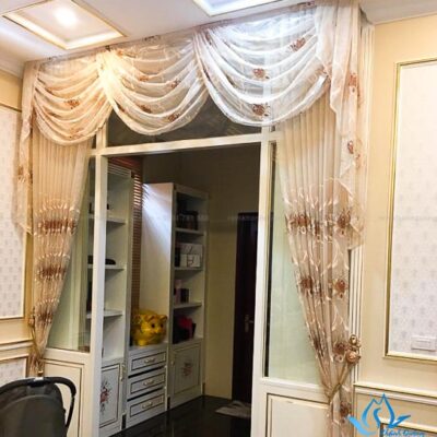 Rèm voan cổ điển thêu họa tiết dành cho phòng khách quận Đống Đa BJ601