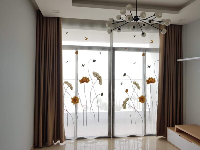 Rèm voan thêu tay hai lớp VT-7895