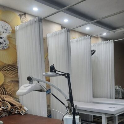 Rèm voan trắng ngăn giường cho Spa tại Long Biên