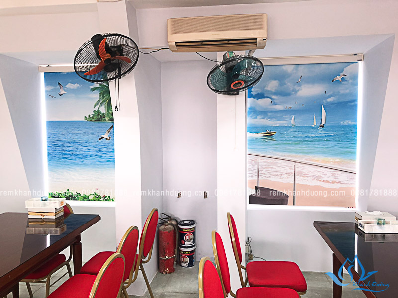 Rèm cuốn tranh phong cảnh biển đẹp ở Đường Thành hệ máng cản sáng