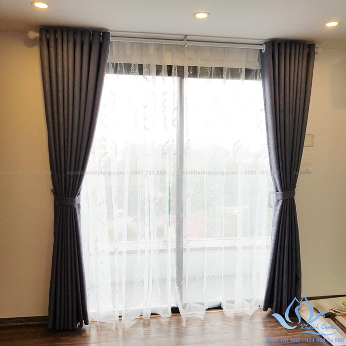 Rèm vải hai lớp voan thêu tinh tế quận Long Biên, Hà Nội DIM 3406
