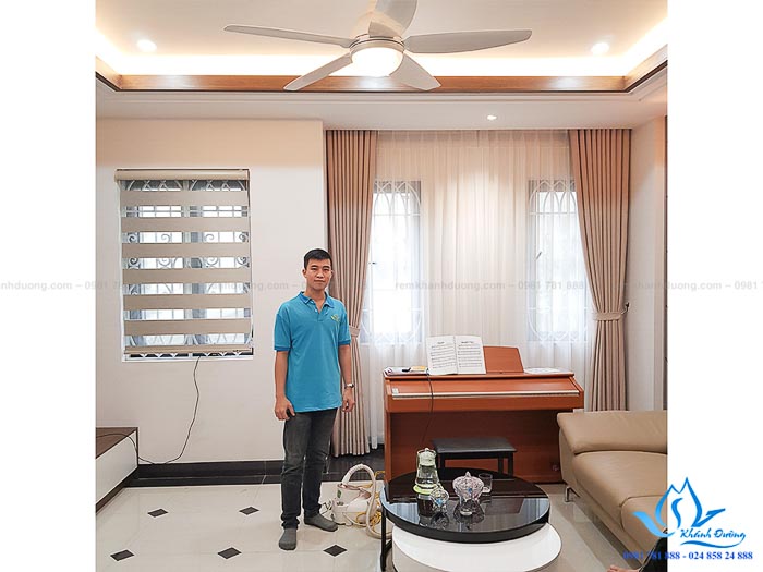 Rèm vải Hàn Quốc cho phòng khách sang trọng tại quận Long Biên DOICE07