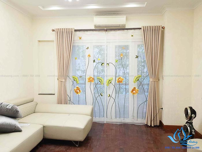 Rèm vải Hàn Quốc voan thêu tay cao cấp đẹp tại Âu Cơ, Tây Hồ DOICE07