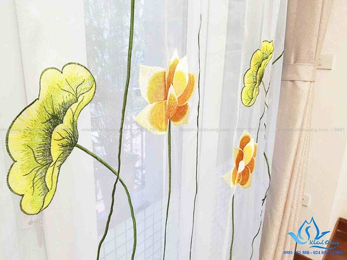 Rèm vải Hàn Quốc voan thêu tay cao cấp đẹp tại Âu Cơ, Tây Hồ DOICE07