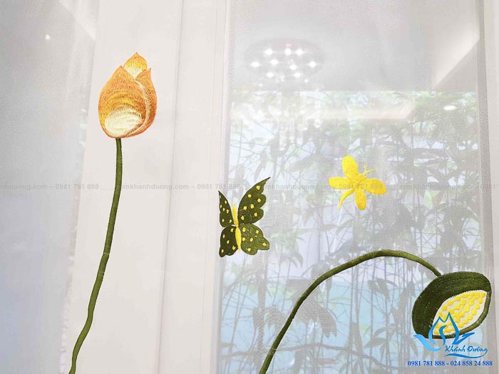 Rèm vải Hàn Quốc voan thêu tay cao cấp đẹp tại Âu Cơ, Tây Hồ DOICE07
