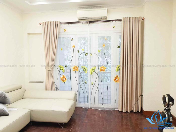 Rèm vải Hàn Quốc voan thêu tay cao cấp đẹp tại Âu Cơ, Tây Hồ DOICE07