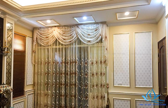 Rèm voan cổ điển thêu họa tiết dành cho phòng khách quận Đống Đa BJ601