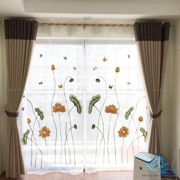Rèm voan thêu tay chung cư Anland Nam Cường KĐT Dương Nội GP 484