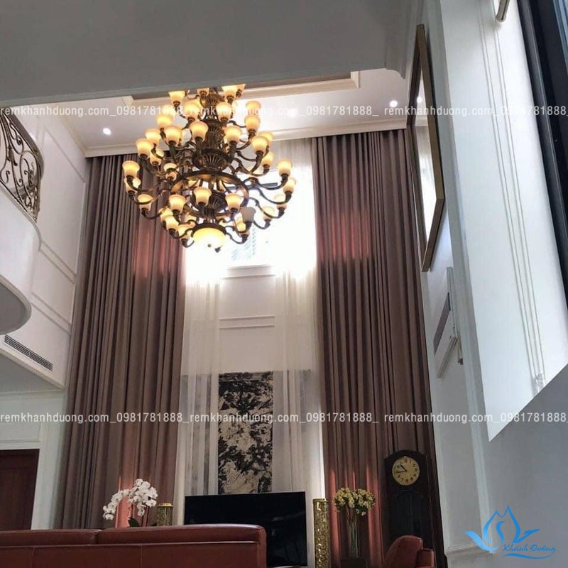 Thi công rèm vải thông tầng hiện đại vải rèm Bỉ ACACIA cho Biệt thự Vinhomes Sài Đồng