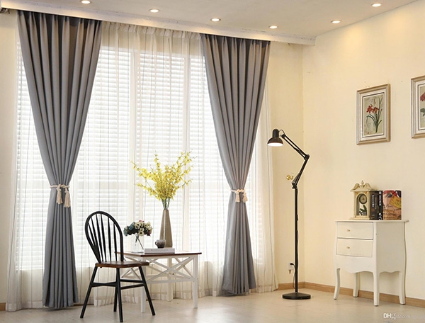 rèm vải một màu tone pastel trơn