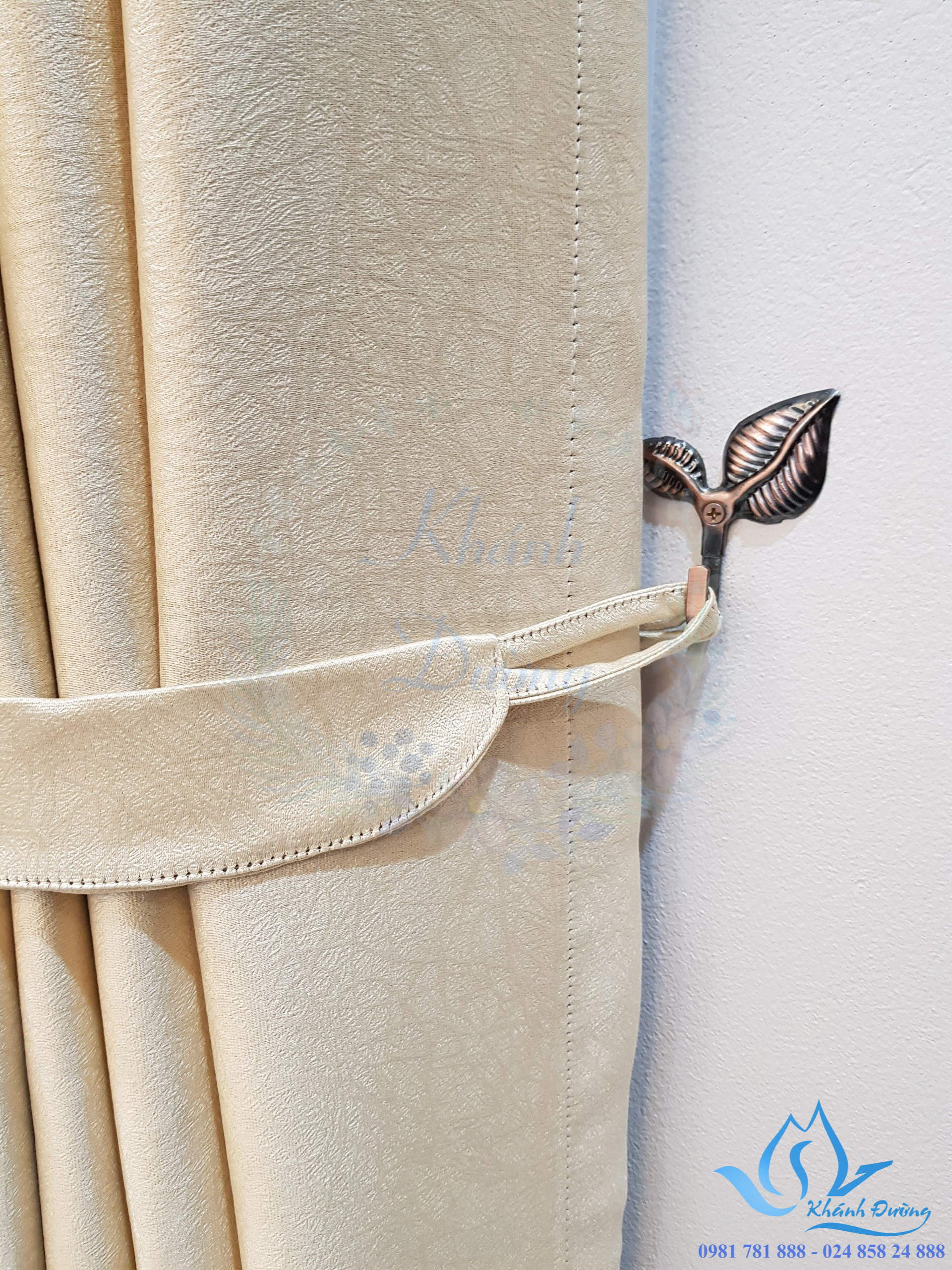 Rèm vải 2 lớp màu kem nhập khẩu tại Hà Nội