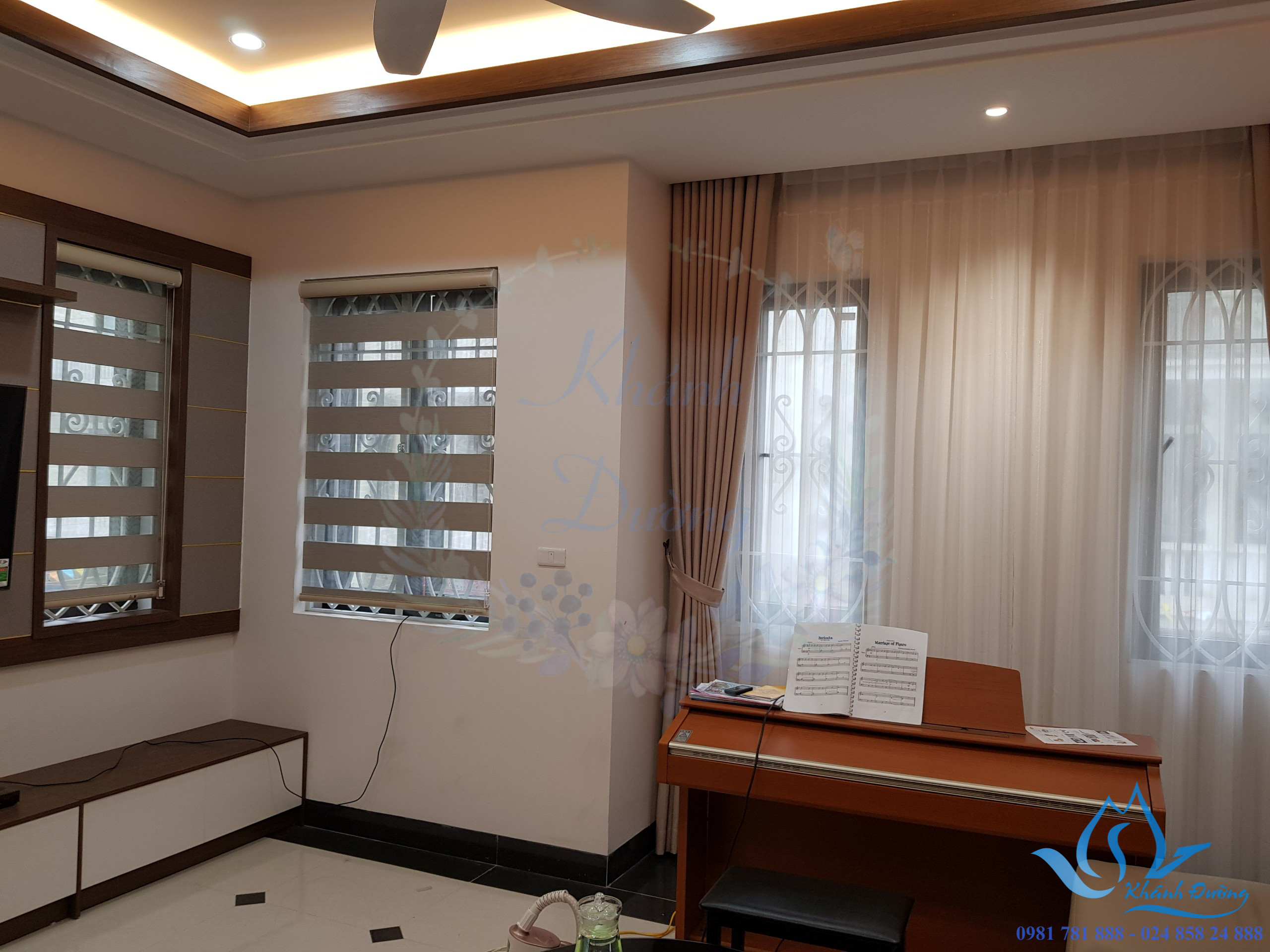 Rèm vải 2 lớp màu kem nhập khẩu tại Hà Nội