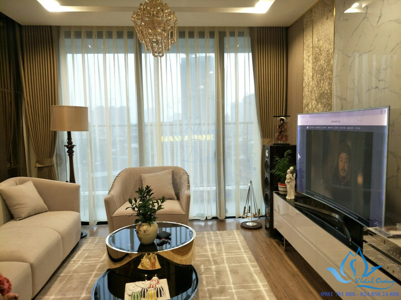 Rèm vải phòng khách chống nắng