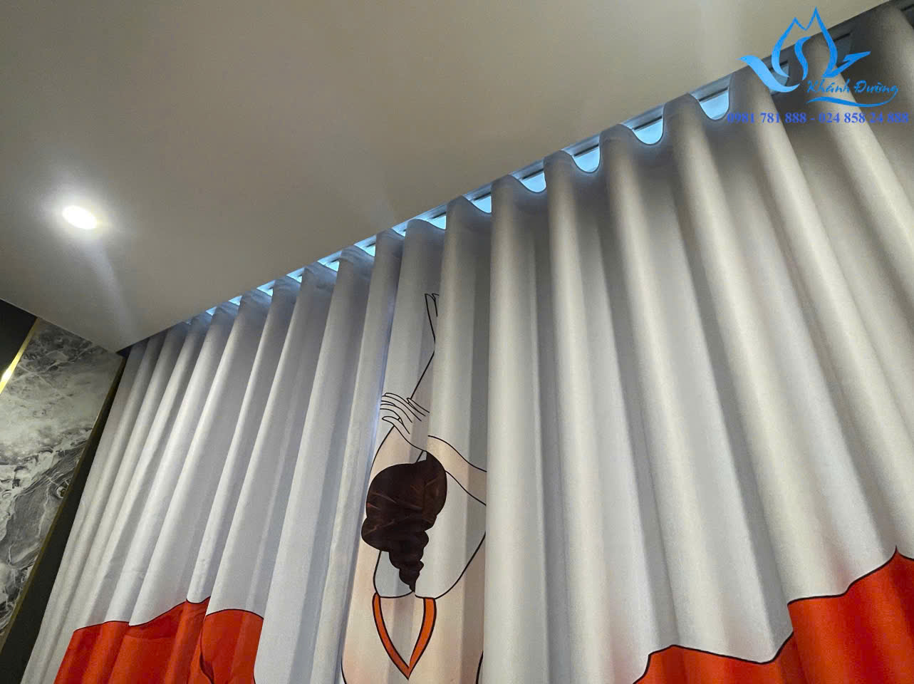 Rèm vải in trang 3D phong cách thời thượng tại Khuất Duy Tiến, Hà Nội