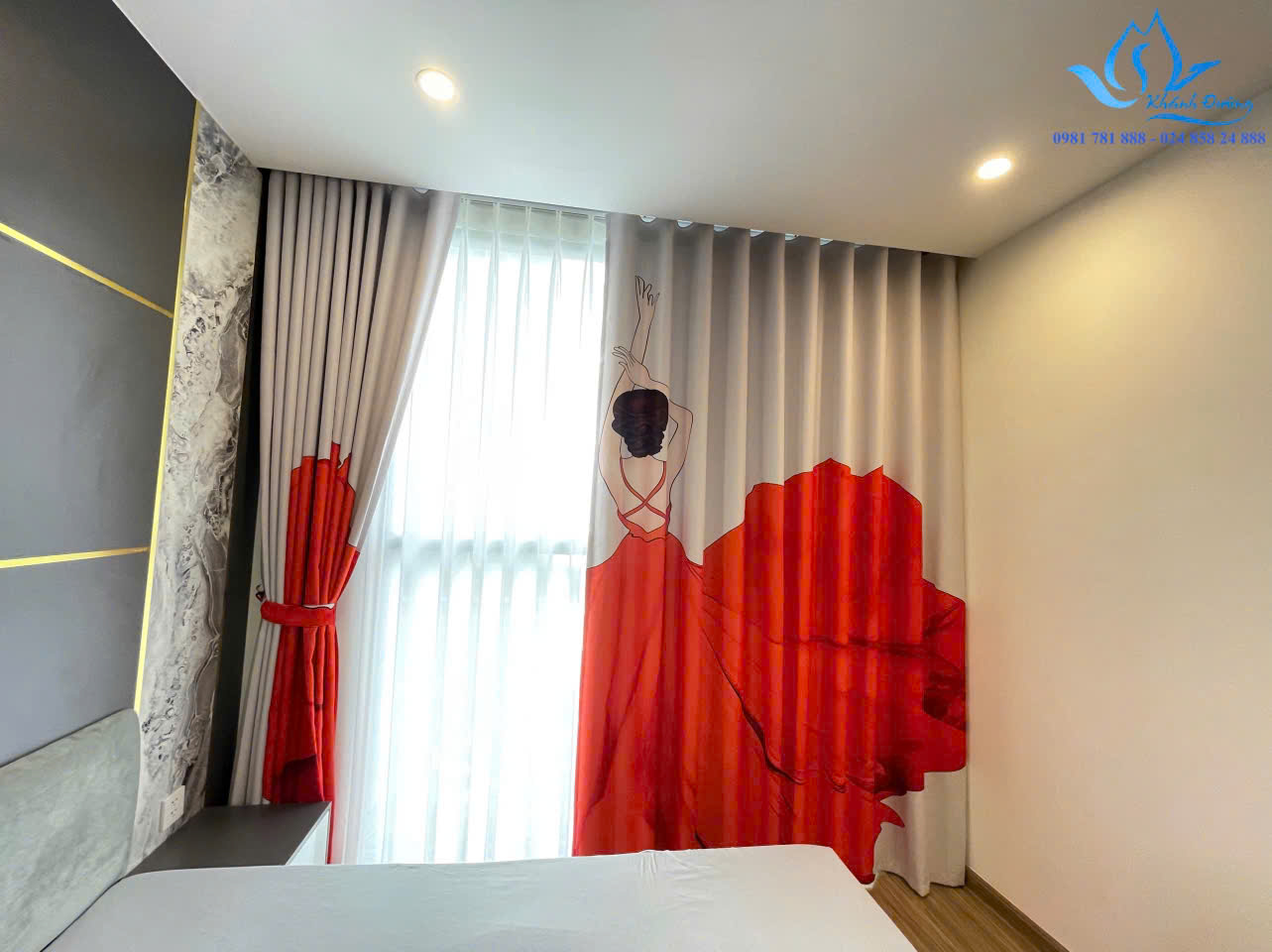 Rèm vải in trang 3D phong cách thời thượng tại Khuất Duy Tiến, Hà Nội
