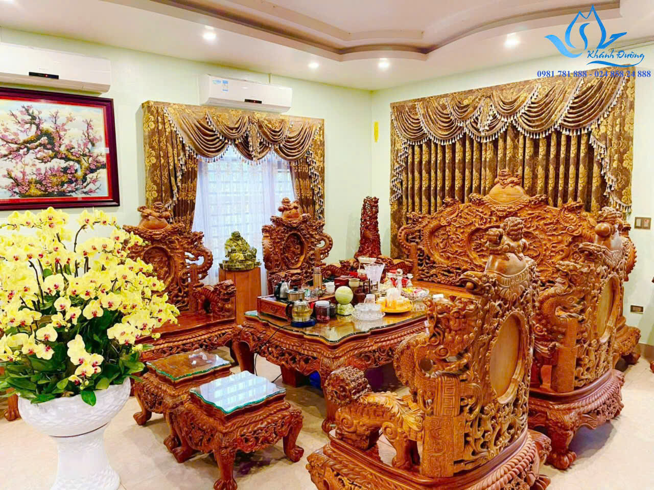 Rèm vải tân cổ điển sang trọng cho biệt thự tại Gia Lâm, Hà Nội