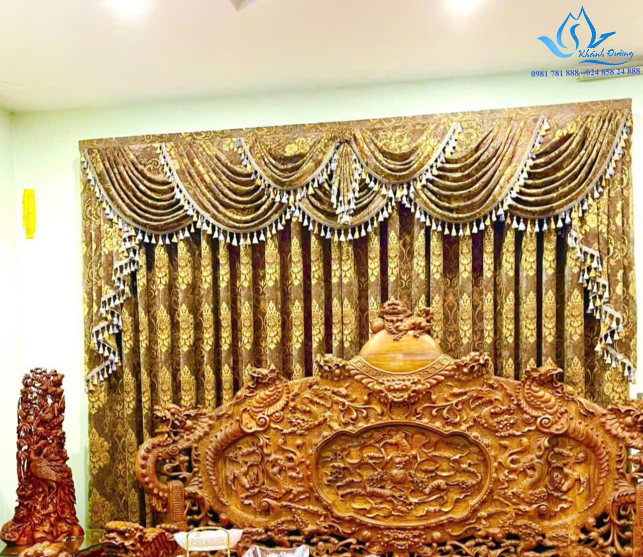 Rèm vải tân cổ điển sang trọng cho biệt thự tại Gia Lâm, Hà Nội