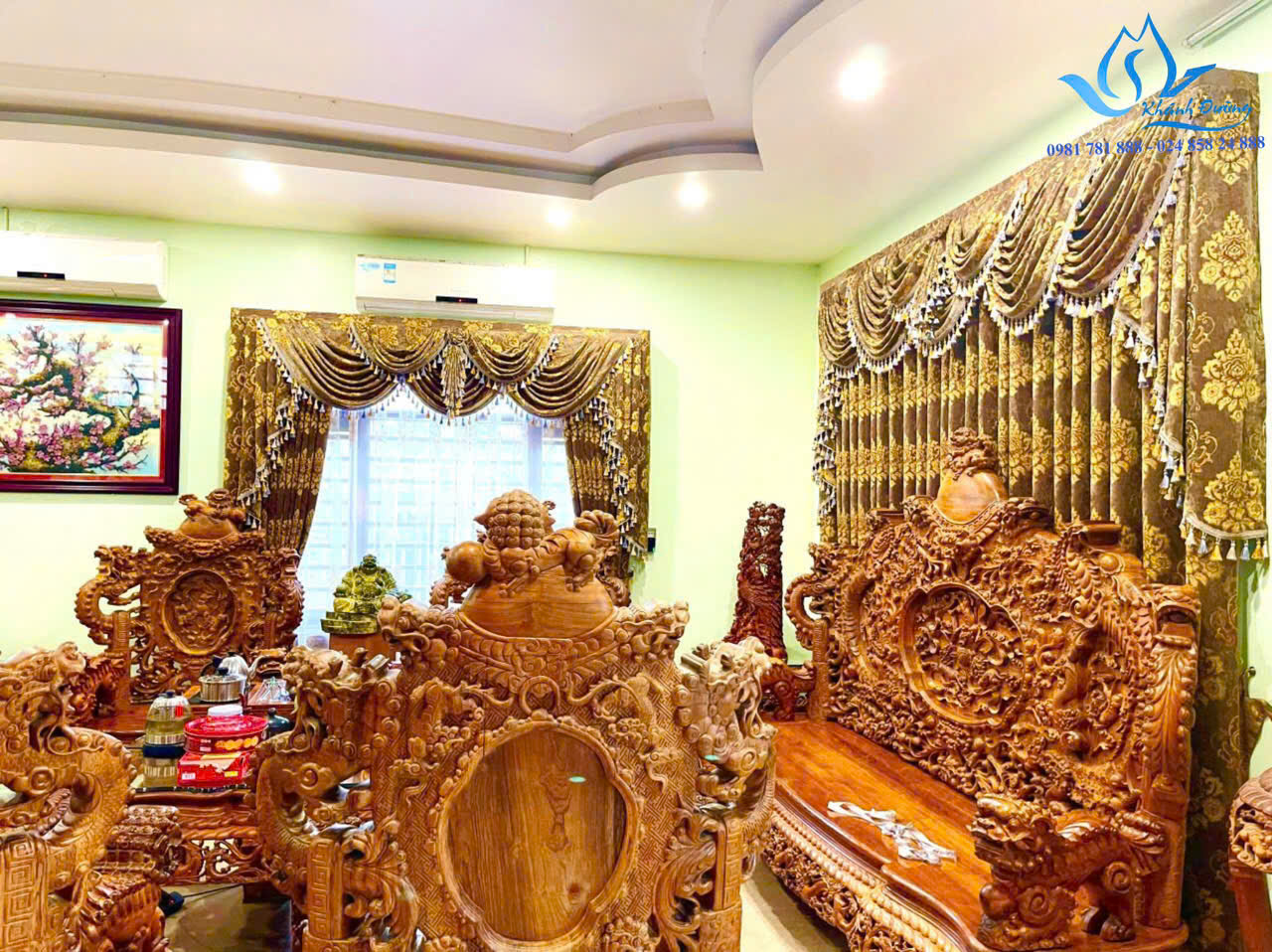 Rèm vải tân cổ điển sang trọng cho biệt thự tại Gia Lâm, Hà Nội