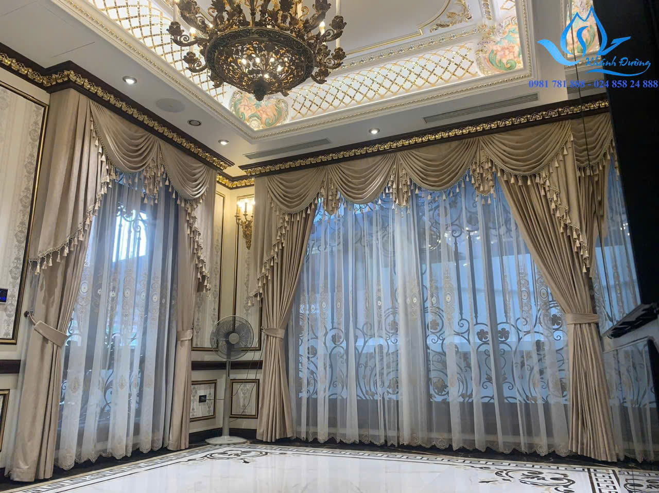 Rèm vải tân cổ điển với thiết kế hoàng gia cho biệt thự tại Gamuda Gardens