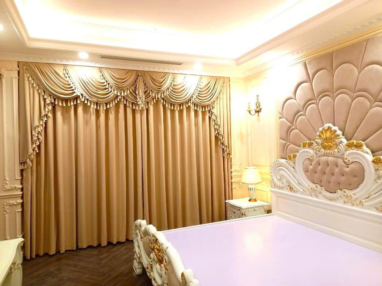 Rèm vải tân cổ điển cao cấp vải Nhật Bản cho Biệt Thự tại Tây Hồ Hà  Nội